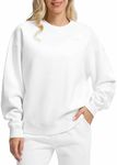 G Gradual Women's Crewneck Sweatshirts Oversized Cotton-blend Fleece Pullover Sweatshirt for Women Loose Fit (White,XL)