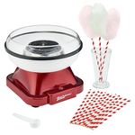 Cooks Professional Retro Edition Candy Floss Maker with Sticks | Carnival Funfair Style Cotton Candy Sweet Machine with Efficient Halogen Heating, Splash Guard & One Button Operation | Red