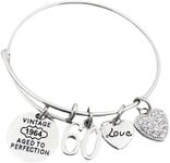 Infinity Collection 60th Birthday Gifts for Women, 60th Birthday 1963 Aged to Perfection Charm Bracelet, Perfect 60th Birthday Gift Ideas, 6 inch, Metal