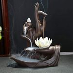 XUDREZ Zen Lotus Backflow Incense Burner with 20pcs Backflow Incense Cone, Home Ceramic Backflow Incense Cone Holder Burner