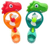 Dinosaur Misting Spray Bottle Fan Kids Personal Cooling Mist Portable Handheld Humidifier Powered Tyranasaurus T-Rex Fans with Mist for Boys or Girls, Set of 2