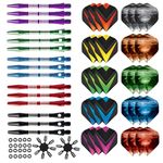 Darts Flight And Dart Aluminum Shaft Set, 30 Pcs Dart Flights And 15 Pcs Dart Aluminum Shafts, 20 Pcs Rubber O-Rings, Darts Flights Portector | Professional Dart Accessories (Multicolor)