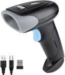 JIAN BOLAND Wireless Barcode Scanner 1D QR Scanner Wireless Handheld Laser Bar Code Reader 3-in-1 with Bluetooth & 2.4G Wireless & USB Wired Works with iPad, Android Phone, iPhone, Laptop-U26