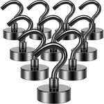 Grtard 10 Pack Black Magnetic Hooks, 22 lb+ Strong Neodymium Magnet Hooks, Magnet with Hooks, Strong Magnets Hooks, Magnetic Hooks for Cruise, Bathroom, Kitchen, Workplace, Office, Garage, BBQ Grill