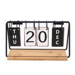 Perpetual Calendar Flip, Wooden Calendar Blocks Vintage Wood Block Calendar with Month Date Week Boards for Home Office Desk Accessories