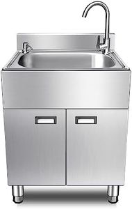 Outdoor Sink，Kitchen Sinks，with Cabinet Stainless Steel Sink，Commercial/Industrial Sink, for Business Restaurant, Cafe, Bar, Hotel, Garage, Laundry Room, Outdoor (Size : 53X38CM, Color : Single Cold