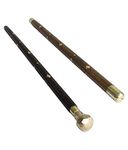 Antlantic Wood Store Combo Wooden Walking Stick Beautiful Carving Design Folding Stick Set of 2