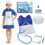 Cheerful Children Toys Children Nurses Costume - Real Stethoscope Included - Kids Nurse Costume - Fancy Dress for Kids & Toddlers - Dressing Up Clothes for Girls Age 3 4 5 - Kids Dress Up