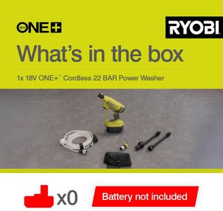 RYOBI 18V ONE+ Cordless Power Washer, 22 Bar – Bare Tool, Lime