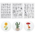 66 Pcs Water Soluble Embroidery Patterns Stick and Stitch Embroidery Designs Paper Wash Away Dissolvable Embroidery Transfer Patterns Pre-Printed Botanical Water Soluble Stabilizer for Embroidery