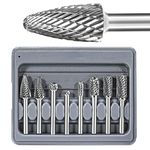 Carbide Burr Set 1/4" Shank 8PC Die Grinder Bits Carbide Rotary Burr Set Compatible with Dremel Bits for Metal Wood Carving Engraving Polishing Drilling