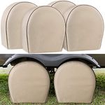 Leader Accessories 4-Pack Tire Covers - Heavy Duty Wheel Protectors for Truck, SUV, Jeep, Camper, Trailer, RV - Waterproof 600D Oxford - Universal Fits 29.25"-31.75" Diameter, Tan