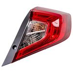 Brock Replacement Passengers Tail Light Quarter Panel Mounted Tail Lamp Compatible with 16-21 Civic Sedan 33500TBAA01