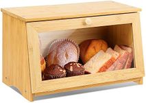 HOMEKOKO Wood Bread Box for Kitchen Counter, Single Layer Bamboo Large Capacity Food Storage Bin (NATURAL)