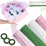 LINXUANMAX 390 PCS DIY Pipe Cleaners Craft,4 Colors Pipe Cleaners Bulk 17 Flowers Making Kit with Floral Wire & Gardening Tape & Ribbon & Hot Glues for Craft Days and Holiday Teacher Graduation Gifts