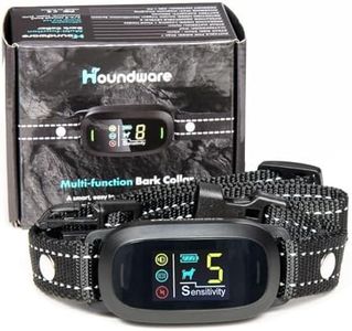 [New] Houndware Multi-Functional Dog Anti Bark Collar with Vibration& Static, Dual Sensors, Waterproof, Safe Anti Barking Device for Dog Training