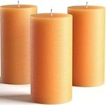 Set of 3 Orange Pillar Candles 7,5 x 15 cm Unscented for Weddings, Church, Home Decoration, Restaurants, Spa, Smokeless Cotton Wick - Rustic - Fragrance-Free by Melt Candle Company