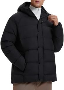 IUK Men’s 800 Fill Power Down Puffer Jacket - Lightweight Packable Winter Coat, Windproof Snap Button Warm Outerwear with Stand Collar