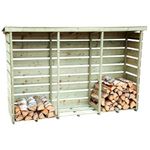 CHARLES BENTLEY FSC Certified, Triple Log Store, Garden, Wooden Log Store, Heavy Duty, Firewood Storage, Kindling, Treated Wood, Slatted Design, Slanted Roof, Raised Floor, Spruce (237x152x56cm)