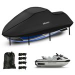 Jet Ski Cover Waterproof,Upgraded Heavy Duty 420D Motorboat Cover with 2 Air Vent Marine Grade UV Resistant for Seadoo,Kawasaki,Waverunner Polaris from 121" To 135"(Black)