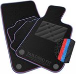 Car Mats to fit BMW 3 Series (E93) Convertible 2007-2013 Black Carpet & Blue & Red Colour-Tech Trim & Black Rectangle Heel Pad [SAPP-71]