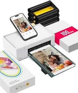 Liene 4x6'' Photo Printer, Phone Printer 100 Sheets & 3 Cartridges, Full-Color Photo, Portable Instant Photo Printer for iPhone Android, Thermal Dye Sublimation, Wi-Fi Picture Printer 100 Papers