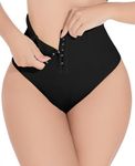 Wizshapor Thong Shapewear Tummy Control Panties High Waist for Women Shaping Thongs Seamless Body Shaper Panty (CA/US, Alpha, Large, Regular, Regular, Black)