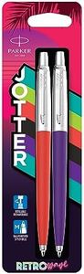 Bolígrafos Parker Jotter Originals | Colección Retrowave | Rojo bermellón y morado añil | Tinta azul | Blíster | 2 unidades