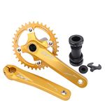 KOOZER Bicycle Crank Arm Set BCD 104 Road Mountain Bike Crankset with Bottom Bracket With 38T Single Chain Ring Chainrings (Gold)