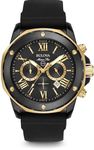 Bulova Men's Marine Star Chronograph Silicone Strap Watch, Black IP and Gold Tone (Model: 98B278)