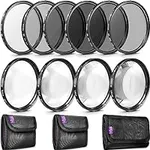 58MM Complete Lens Filter Accessory Kit (UV, CPL, ND4, ND2, ND4, ND8 and Macro Lens Set) for Canon EOS 70D 77D 80D 90D Rebel T8i T7 T7i T6i T6s T6 SL2 SL3 DSLR Cameras