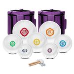 SOUNDELLO 6-12inch 432hz Quartz Crystal Singing Bowls Set of 7 Chakra Symbol Design, for Healing Mindfulness Meditation Yoga Sound Baths with Case Rubber Mallet Suede Striker