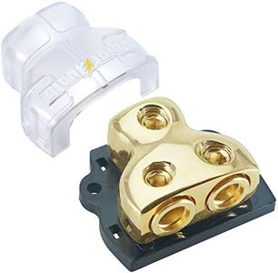 LEIGESAUDIO 0/2/4 gauge in 0/2/4 gauge out Copper Amp Power Distribution Block for Car Audio Splitter (2WAY)