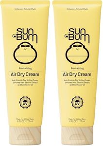 Sun Bum Revitalizing Air Dry Cream-Anti Frizz Styling Cream with Banana Extract and Sunflower Oil-Vegan-Without Parabens-UV Protecting-Helps Smooth and Enhance Natural Hair Texture-6 fl oz,(Pack of 2)