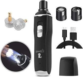 pecute Dog Nail Grinders with LED Light, 50 DB Low Noise Electric Pet Nail File Grinder, 2 Speeds Safe Smooth Grinding, 2 Hours Quick Charge, Strong Motor Great for Small to Large Pets(Black)