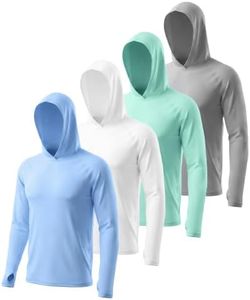 4 Pack Men's Long Sleeve UPF 50+ Sun Shirts Athletic Fishing Hoodie XL