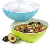 Maxi Nature Large Salad Bowl Set of 2 - Microwave, Dishwasher & Freezer Safe - Unbreakable & Lightweight Plastic Serving Bowls - Use for Ramen, Noodles, Soup, Pasta & More