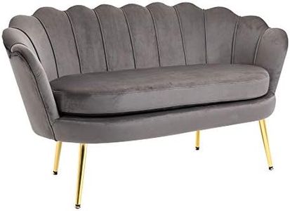 HOMCOM Divanetto 2 Posti in Tessuto Effetto Velluto con Braccioli, Divano Moderno con Seduta Imbottita per Camera da Letto e Soggiorno, 133x63x75cm, Grigio