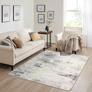 ASIinnsy Mordern Abstract Rug Soft Washable Carpet Non-Slip Area Rug for Living Room Bedroom Indoor Home Decor Medium Pile Floor Mat (Grey/Multi, 120 * 160cm)