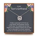 JOSYANDLOVE Son Girlfriend Necklace, Gifts for Son Girlfriend, Sterling Silver Two Interlocking Infinity Double Heart, Valentine's Day Jewelry Birthday Gift