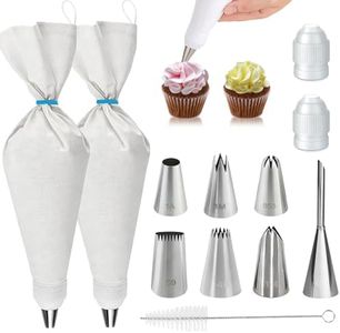 Reusable Piping Bags and Tips Set - 16inch Cotton Pastry Bags for Cake Decorating, Cupcakes, Cookies | Durable Cotton Exterior, Eco-Friendly Baking Kit for Home Bakers & Chefs