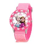 Disney Frozen Kids' Bezel Stainless Steel Time Teacher Analog Nylon Strap Watch