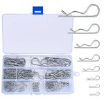 Aoyfuwell100 Pcs Cotter Pins Assortment, Stainless Steel R Clips Split Pins Fasteners Kit, Hair Pins Retaining Spring Hitch Cotter Clips Pins for Trucks Tractors Lawn Mowers Cars Campers