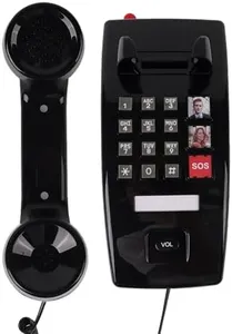 MCHEETA Wall Phone for Home, Corded Wall Home Phone with Adjustable Call Volume & 3 One-Touch Dialing for Seniors, Telephone Landline Phones with Mechanical Ringer Indicator for Elderly, Black