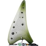 Zetong Legend of Zelda Ocarina 12 Hole Alto C with Textbook and Protective Bag, Perfect for Beginners and Professional Performance (Crack Gradient Green)