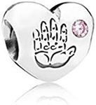 MiniJewelry Baby Boy Girls Love Heart Charm fits Pandora Bracelets for Women Mom Mother Hand Print Blue Pink Birthday Birthstones Cubic Zirconia, Metal, Cubic Zirconia