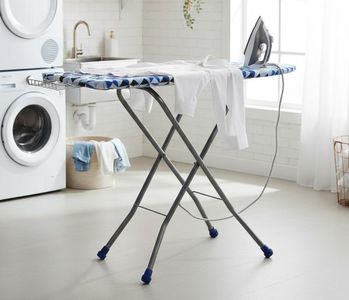 FLIPZON Wooden Self Standing 18" Unique Folding Premium Ironing Board/Table with Iron Holder, Foldable & Adjustable (122 x 47cm) - (Make in India) (Blue)