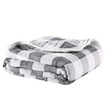 MUKIN Baby Blankets Neutral Cotton Receiving Swaddle Blanket, Large Baby Quilts for Girls Boys. Also for Newborn Nursing Cover, Baby Bath Towels, Toddler Blanket for Crib (Grey,White)