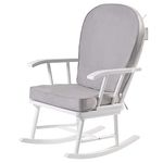 KUB Hart Nursing Rocking Chair (White&Grey) - Detachable Padded Cushions, Smooth Rocking Motion, Easy to Assemble, Solid Hardwood Base