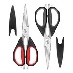 LIVINGO Kitchen Scissors, 2 Pack 9.25" Utility Multipurpose Poultry Shears Heavy Duty Dishwasher Safe, Come Apart Sharp Stainless Steel Cooking Food Scissors for Cutting Meat, Chicken, Vegetable, Fish